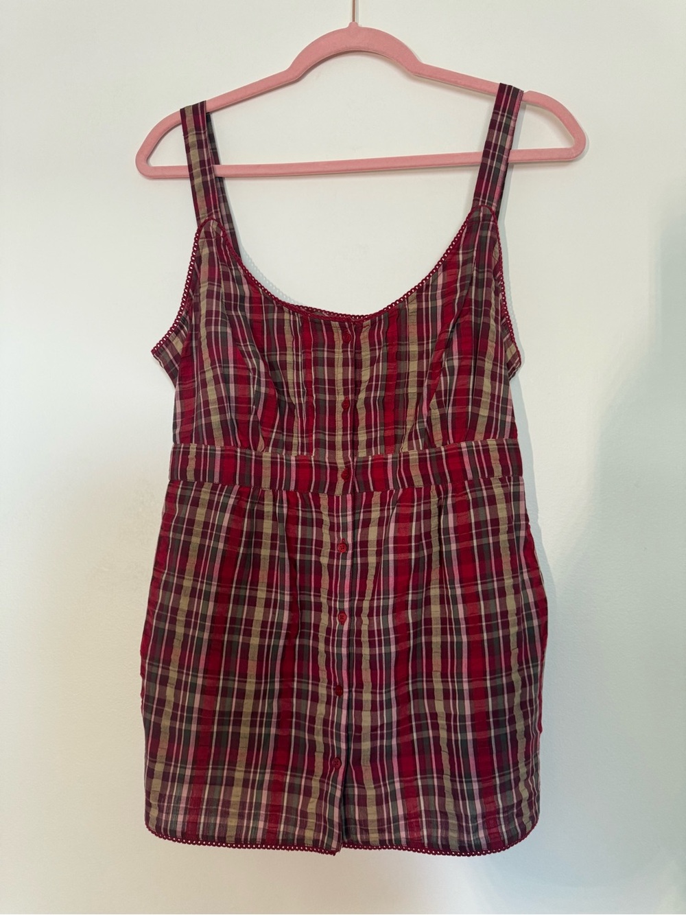St. John’s bay plaid babydoll cami top with back tie